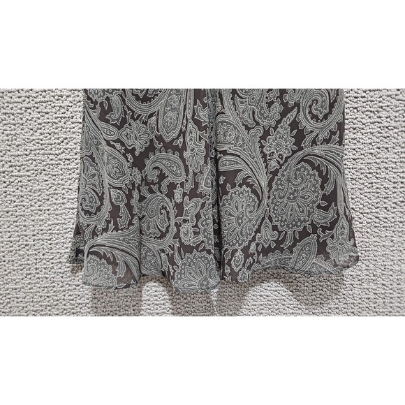 EXPRESS Women’s Brown Gray Paisley Satin Lined Elastic Waist Dress Skirt Size S - Picture 2 of 6
